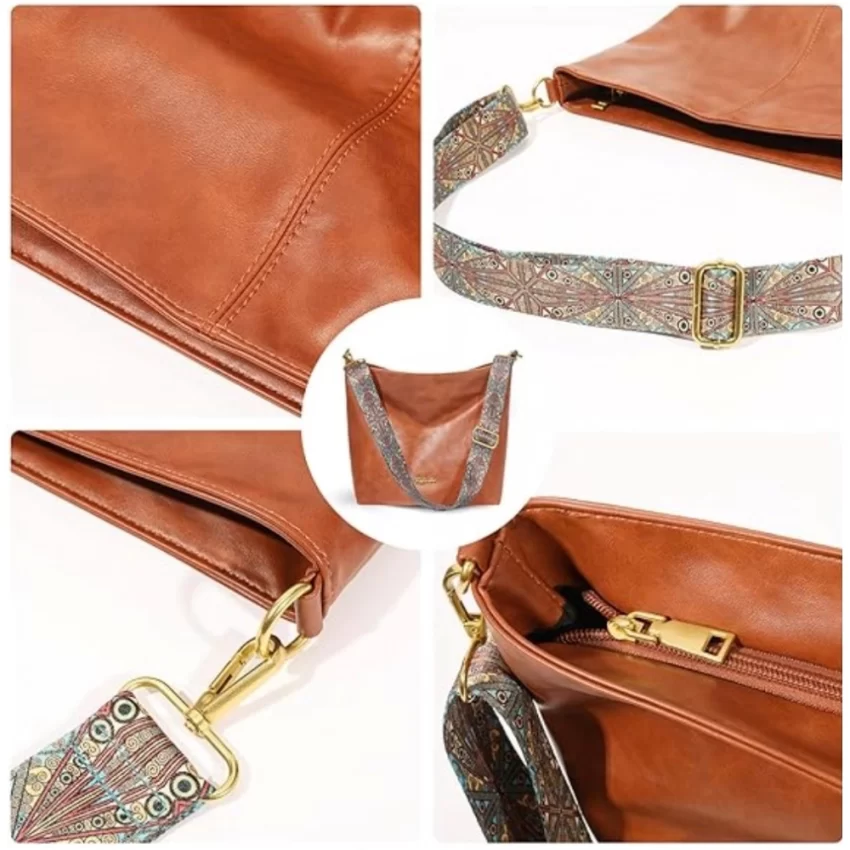 Generic Women's PU Leather Medium Sling bag Zipper Handbag (Brown) - Image 2