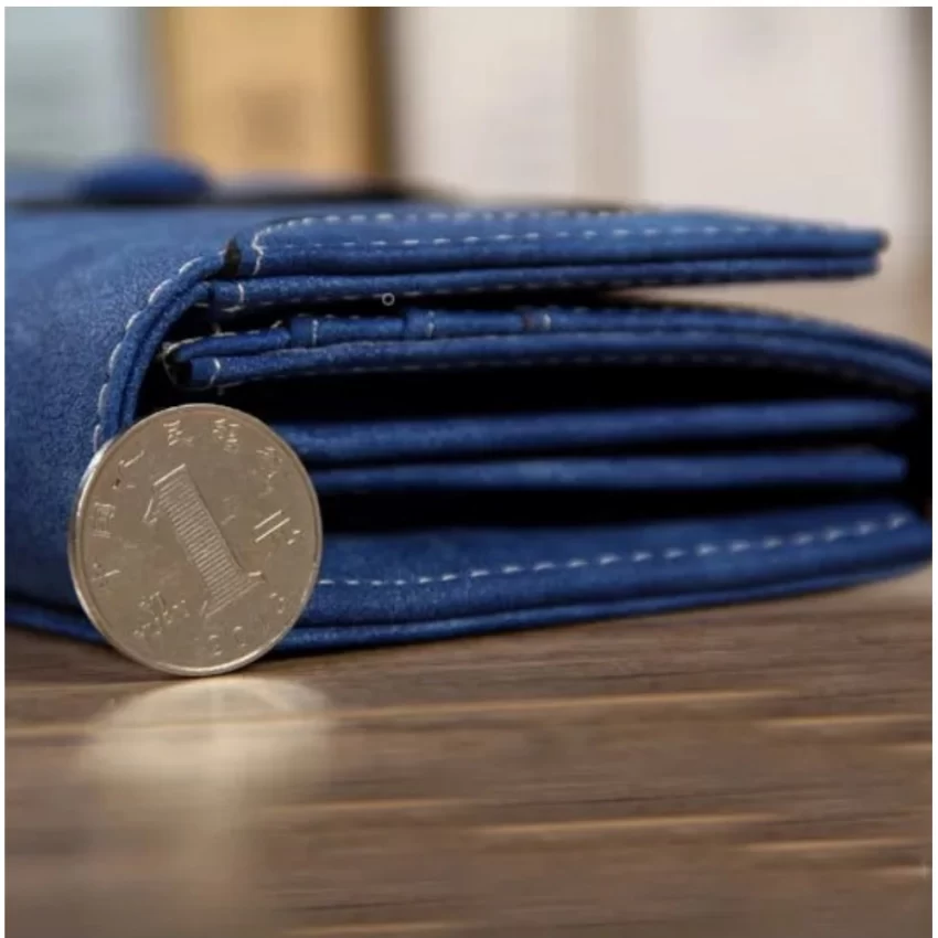 Generic Women's Faux Leather Medium Snap Button Wallet (Dark Blue) - Image 4
