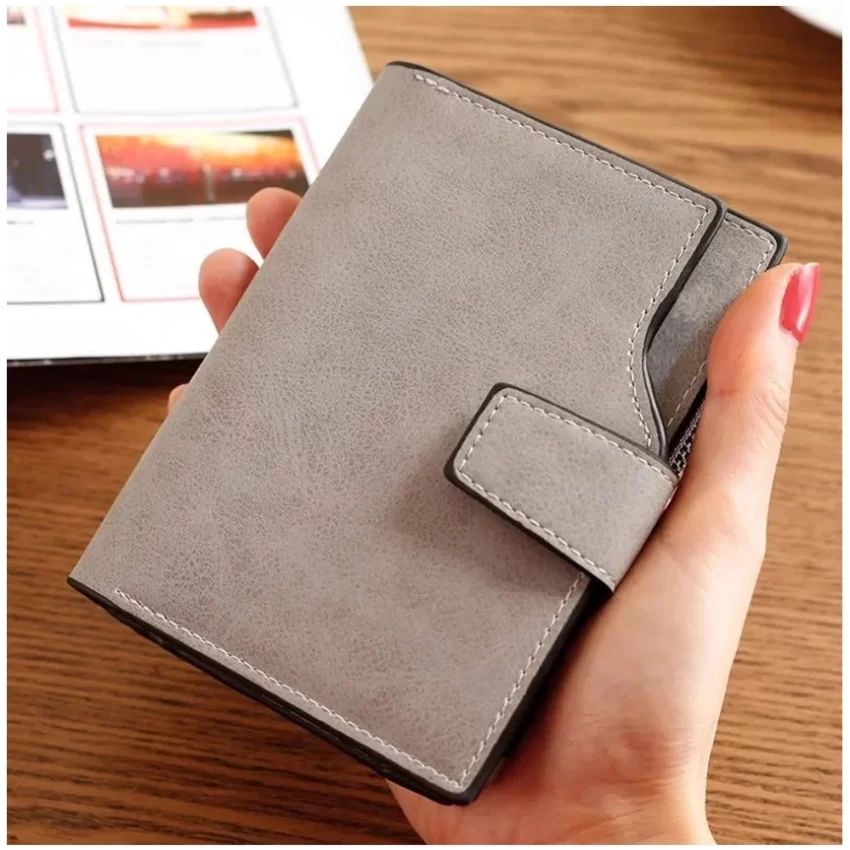 Generic Women's Vegan Leather Small Zipper Wallet (Grey) - Image 2