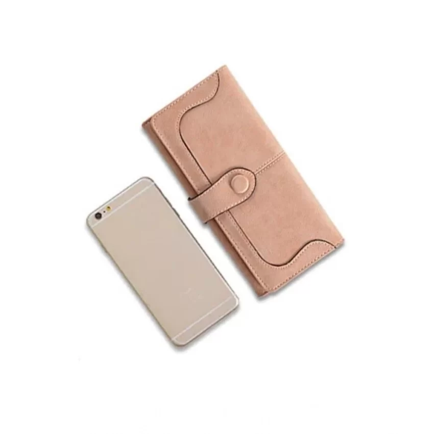 Generic Women's Faux Leather Medium Snap Button Wallet (Khakhi) - Image 2