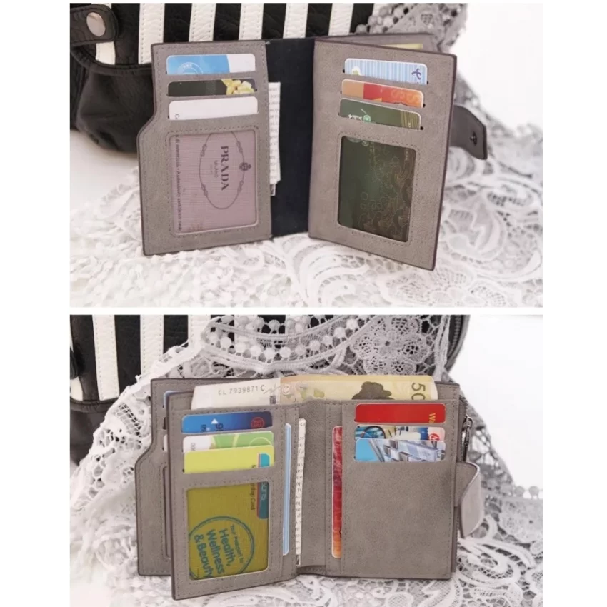 Generic Women's Vegan Leather Small Zipper Wallet (Grey) - Image 4
