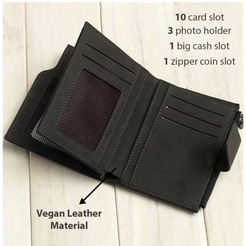 Generic Women's Vegan Leather Small Zipper Wallet (Black) - Image 2