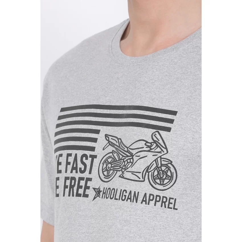 Generic Men's Cotton Jersey Round Neck Printed Tshirt (Grey Melange) - Image 5