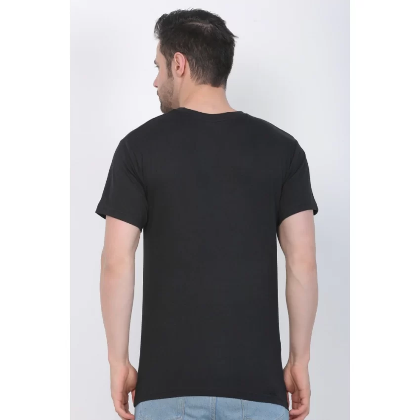 Generic Men's Cotton Jersey V Neck Printed Tshirt (Black) - Image 2