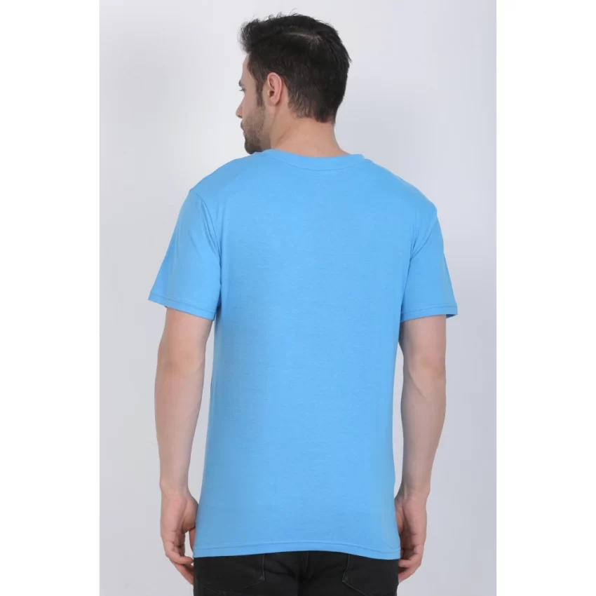 Generic Men's Cotton Jersey V Neck Printed Tshirt (Turquoise Blue) - Image 2