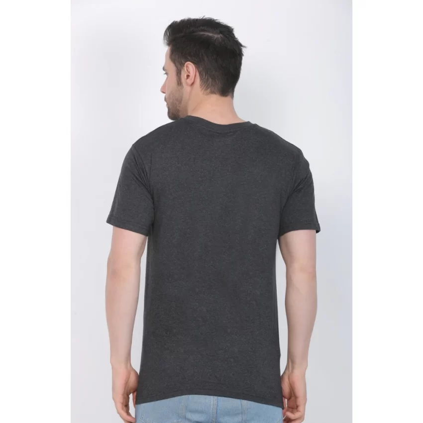 Generic Men's Cotton Jersey Round Neck Printed Tshirt (Charcoal Melange) - Image 2