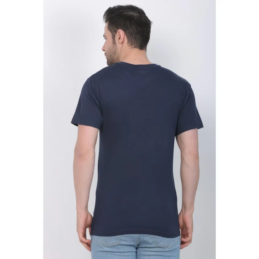 Generic Men's Cotton Jersey V Neck Printed Tshirt (Navy) - Image 2
