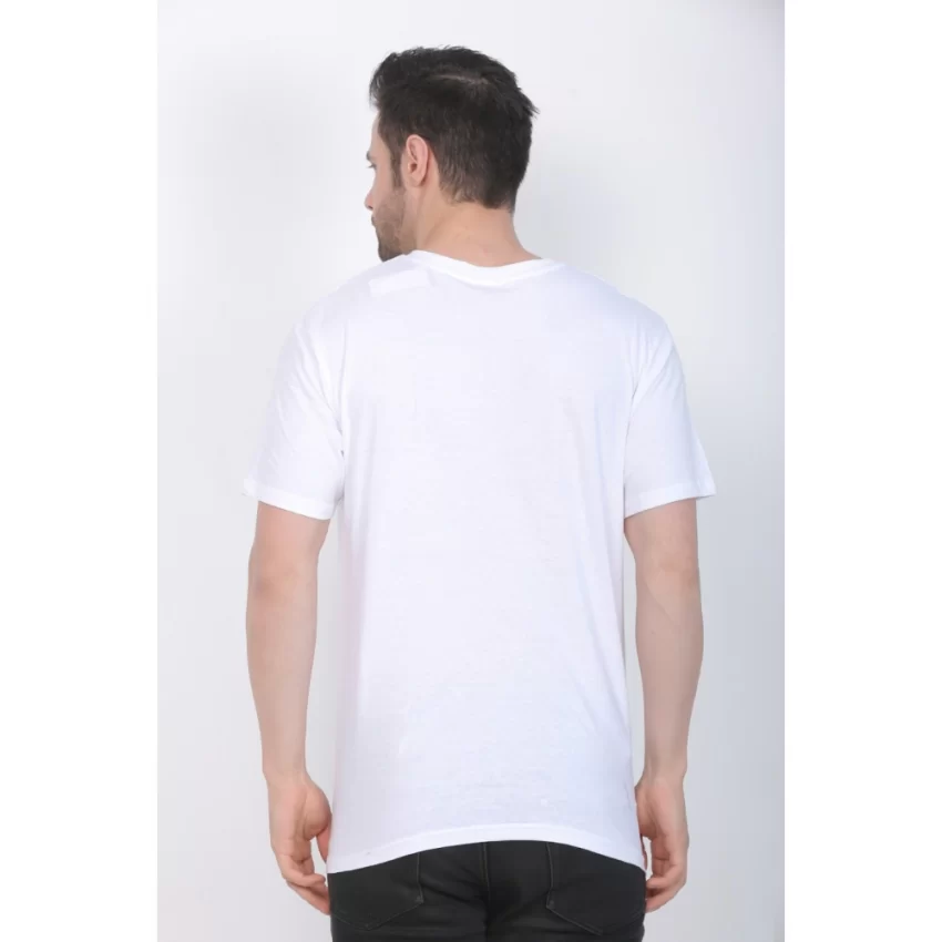 Generic Men's Cotton Jersey V Neck Printed Tshirt (White) - Image 2