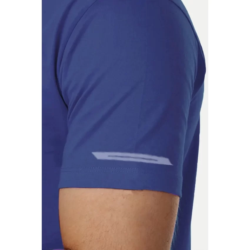 Generic Men's Casual Half sleeve Solid Polyester Crew Neck T-shirt (Blue) - Image 3