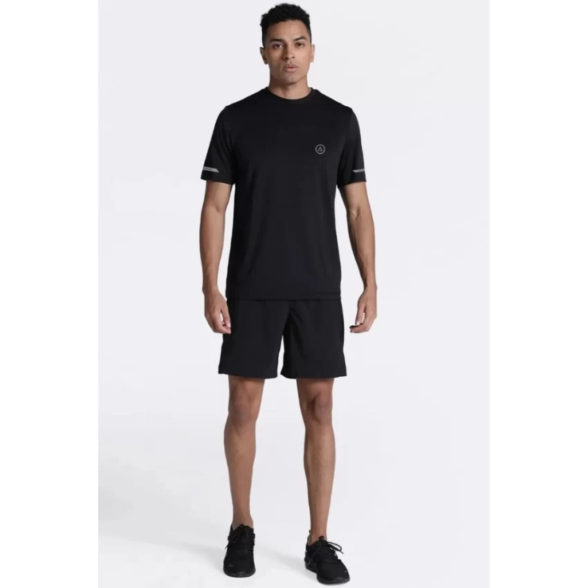 Generic Men's Casual Half sleeve Solid Polyester Crew Neck T-shirt (Black) - Image 3