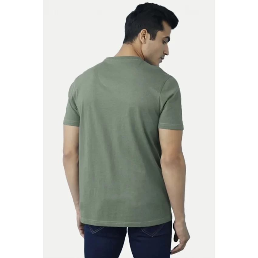 Generic Men's Casual Half sleeve Solid Cotton V Neck T-shirt (Green) - Image 2