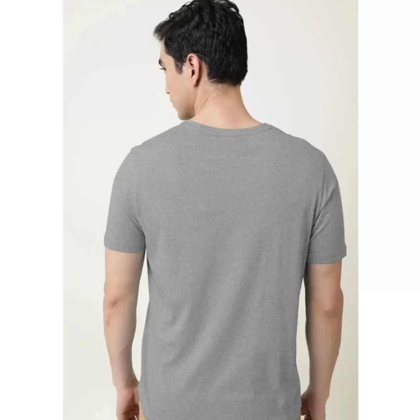 Generic Men's Casual Half sleeve Solid Cotton V Neck T-shirt (Grey Melange) - Image 2