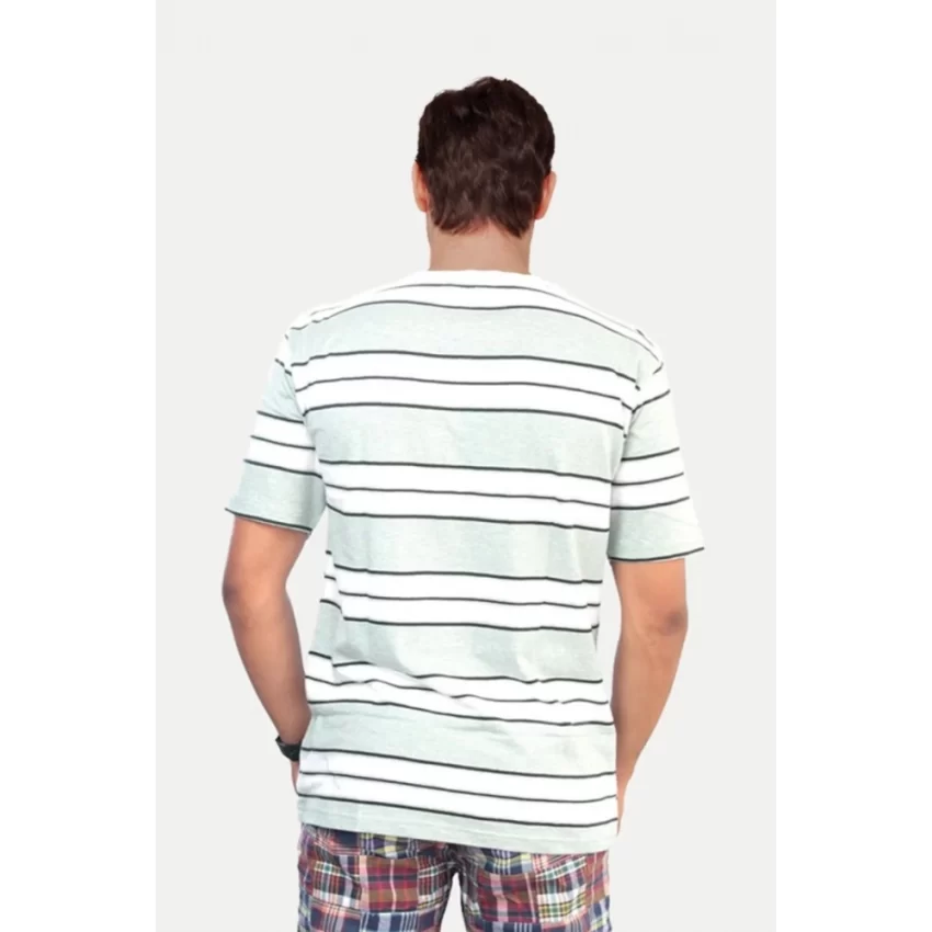 Generic Men's Casual Half sleeve Stripped Cotton Crew Neck T-shirt (White ) - Image 2
