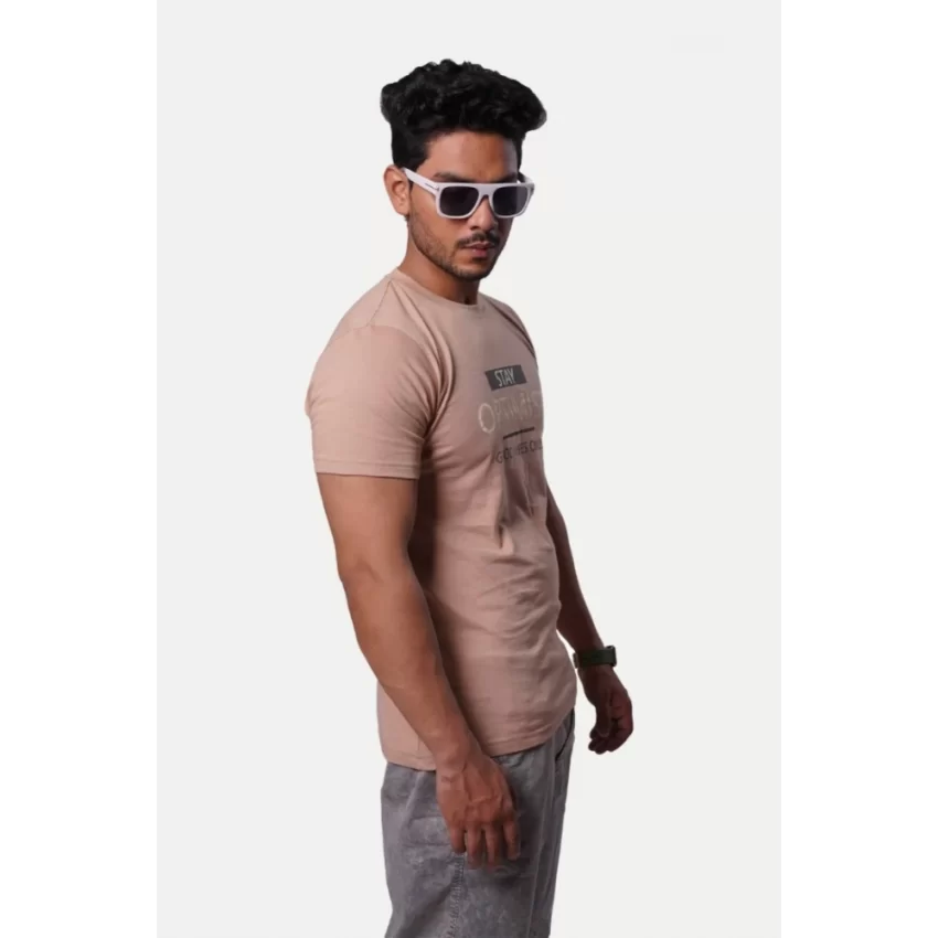 Generic Men's Casual Half sleeve Optimist Printed Cotton Crew Neck T-shirt (Pink) - Image 4