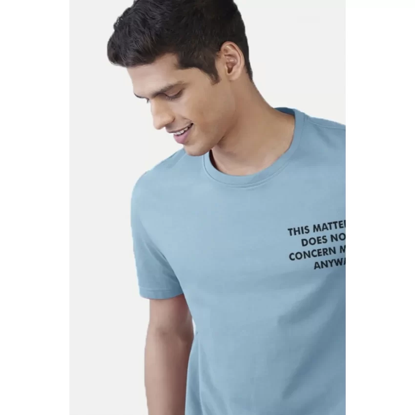 Generic Men's Casual Half sleeve Printed Cotton Round Neck T-shirt (Teal) - Image 3