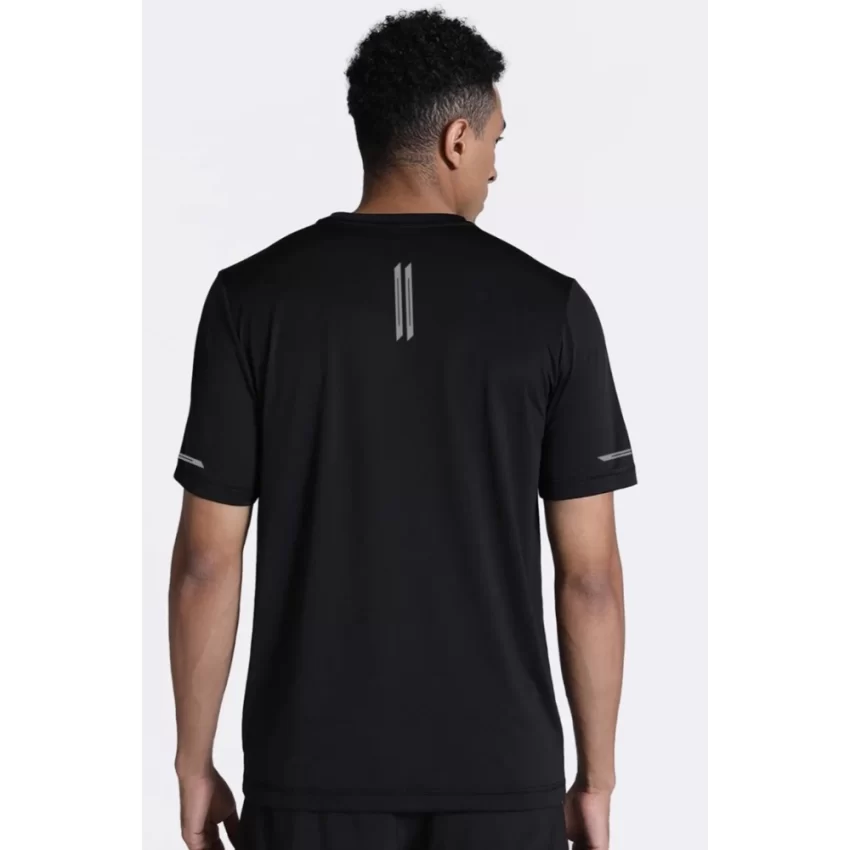 Generic Men's Casual Half sleeve Solid Polyester Crew Neck T-shirt (Black) - Image 2