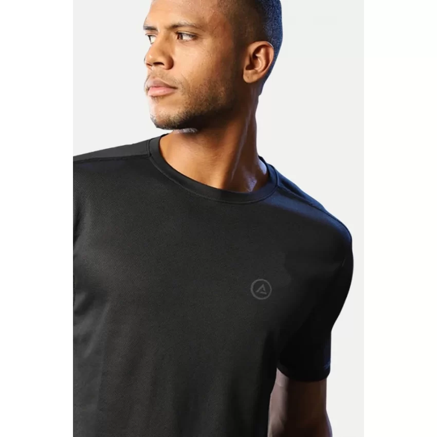 Generic Men's Casual Half sleeve Solid Polyester Crew Neck T-shirt (Black) - Image 6