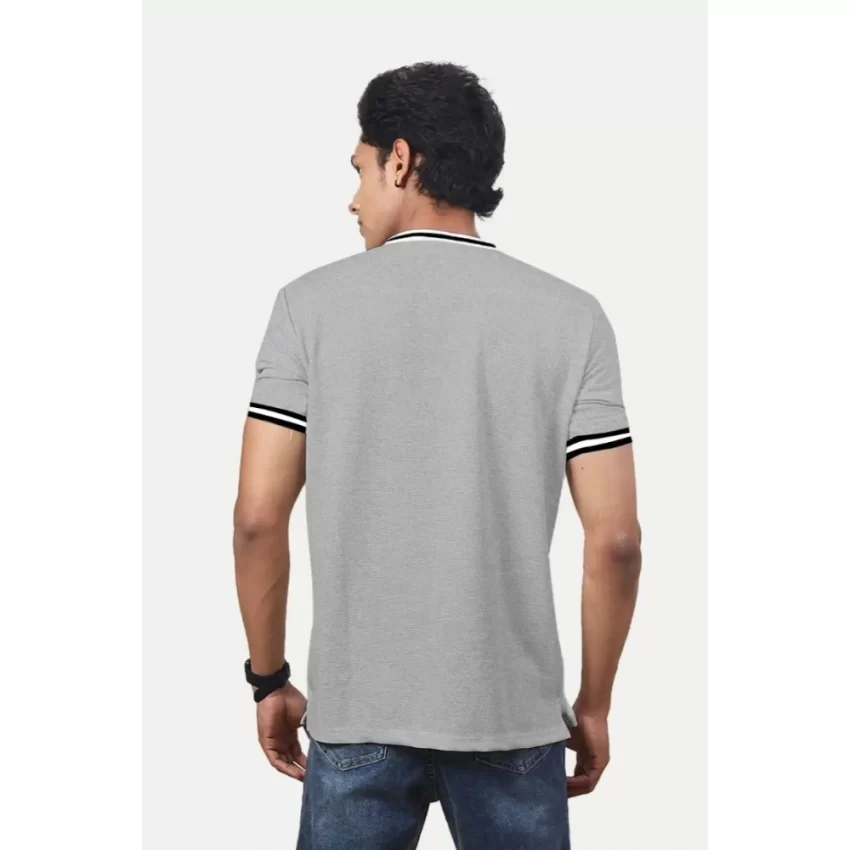 Generic Men's Casual Half sleeve Printed Cotton Crew Neck T-shirt (Grey Melange) - Image 2