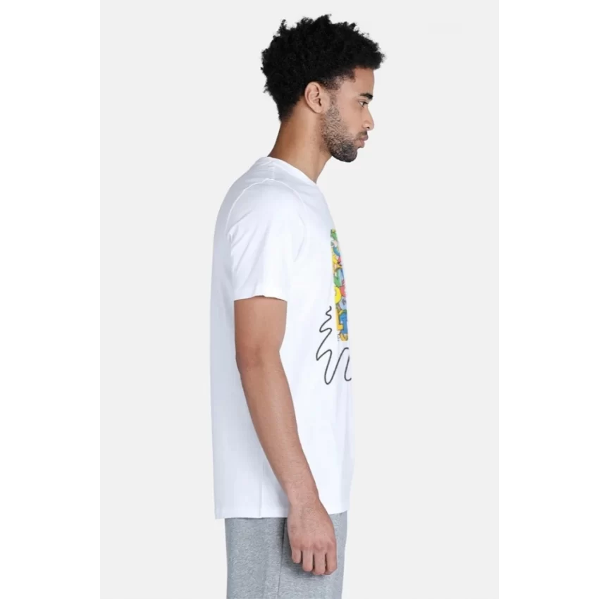 Generic Men's Casual Half sleeve Printed Polyester Crew Neck T-shirt (White) - Image 4