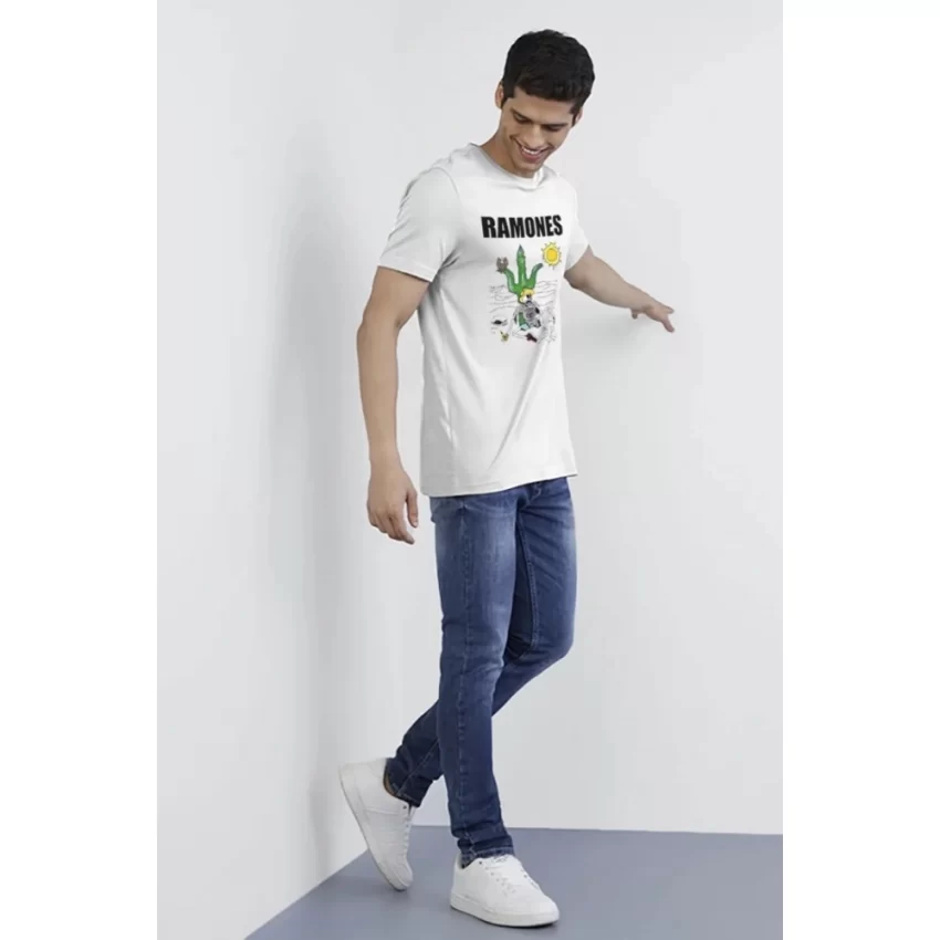 Generic Men's Casual Half sleeve Printed Polyester Crew Neck T-shirt (White) - Image 5