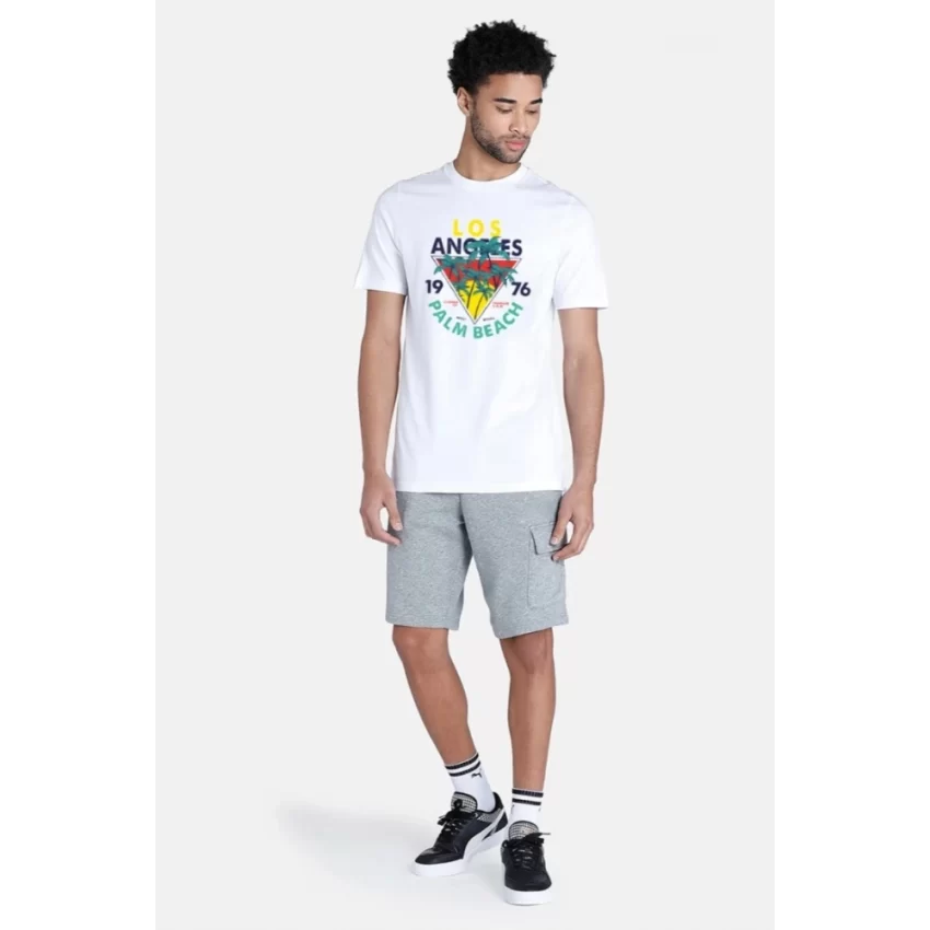 Generic Men's Casual Half sleeve Printed Polyester Crew Neck T-shirt (White) - Image 2