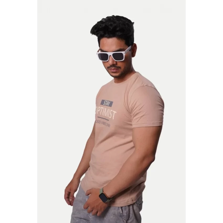 Generic Men's Casual Half sleeve Optimist Printed Cotton Crew Neck T-shirt (Pink) - Image 6