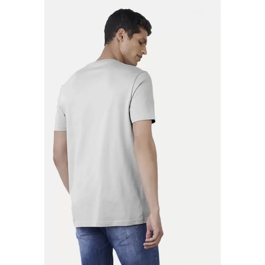 Generic Men's Casual Half sleeve Solid Cotton Crew Neck T-shirt (Light Grey) - Image 2