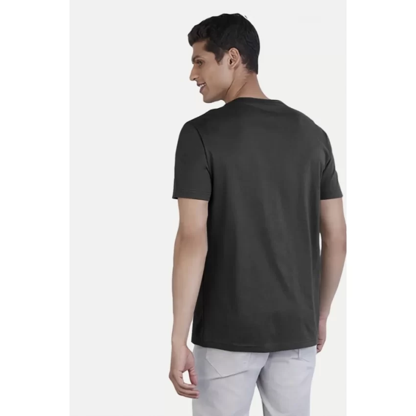Generic Men's Casual Half sleeve Printed Cotton Crew Neck T-shirt (Black) - Image 2