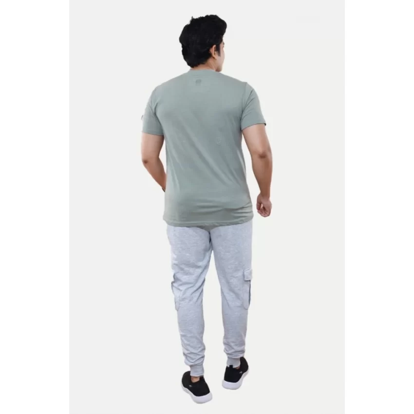 Generic Men's Casual Half sleeve Printed Cotton Crew Neck T-shirt (Grey) - Image 2