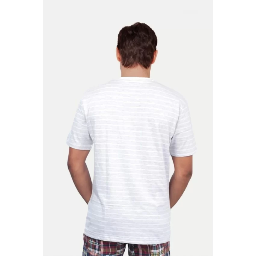 Generic Men's Casual Half sleeve Stripped Cotton Crew Neck T-shirt (Grey ) - Image 2