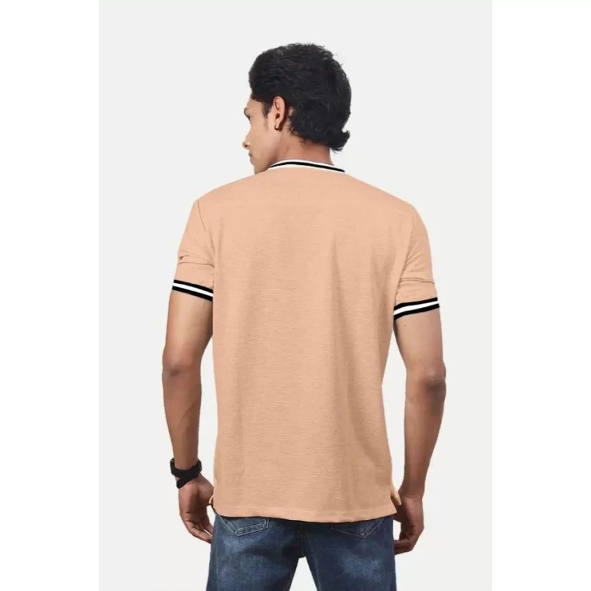 Generic Men's Casual Half sleeve Printed Cotton Crew Neck T-shirt (Coral) - Image 2