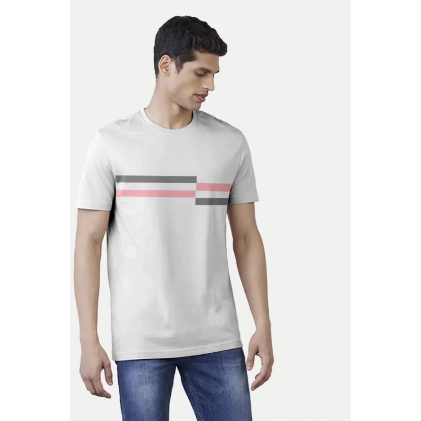 Generic Men's Casual Half sleeve Solid Cotton Crew Neck T-shirt (Light Grey) - Image 3