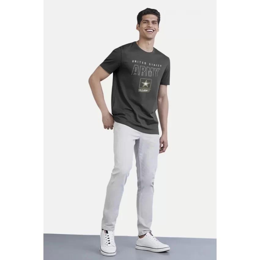 Generic Men's Casual Half sleeve Printed Cotton Crew Neck T-shirt (Black) - Image 5