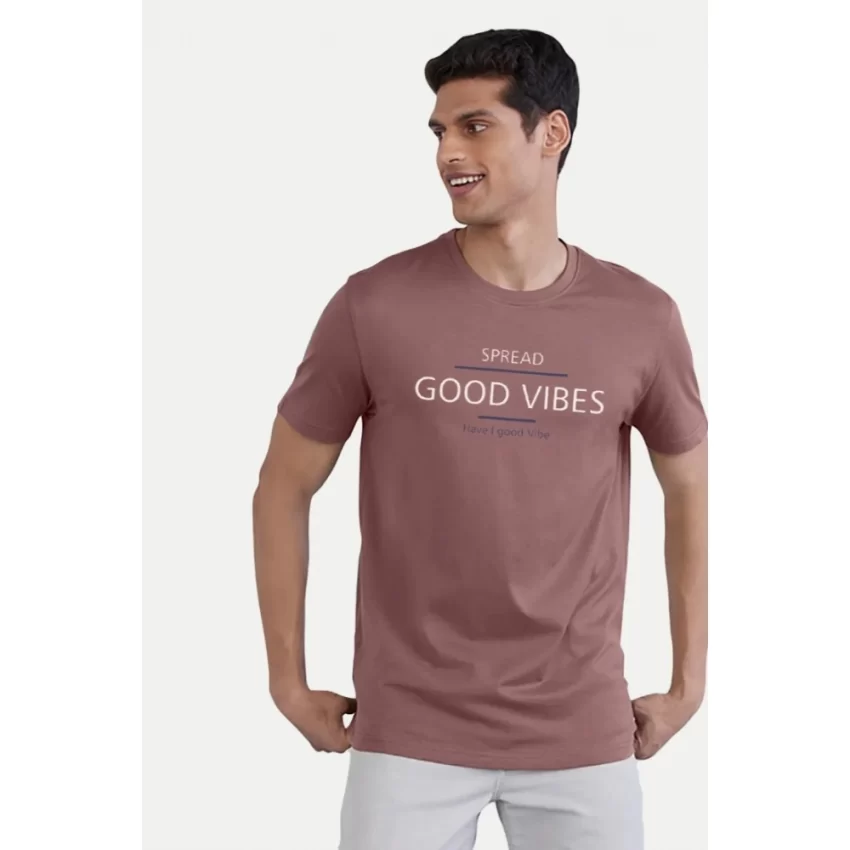 Generic Men's Casual Half sleeve Printed Cotton Crew Neck T-shirt (Pink) - Image 5