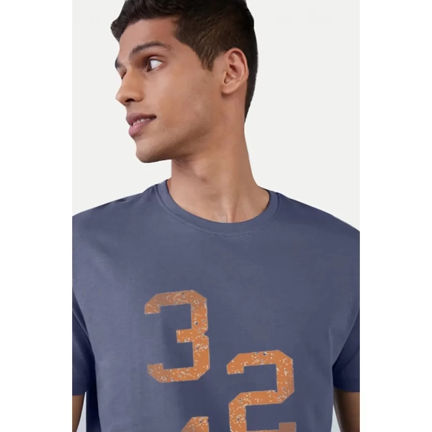 Generic Men's Casual Half sleeve Printed Cotton Crew Neck T-shirt (Blue) - Image 3