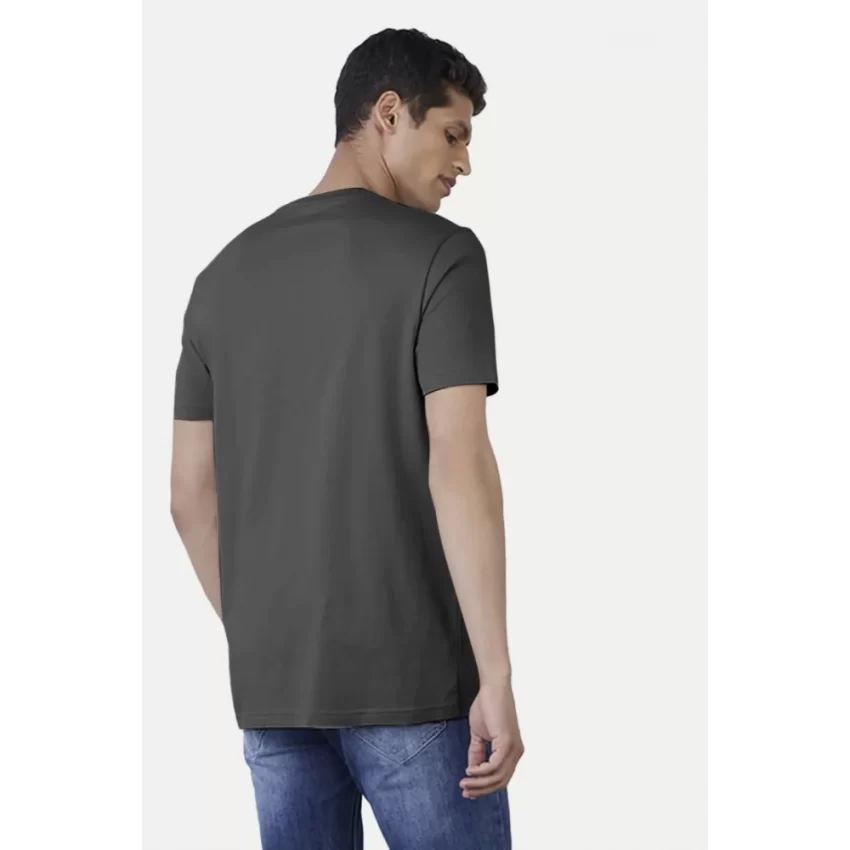 Generic Men's Casual Half sleeve Printed Cotton Crew Neck T-shirt (Black) - Image 2