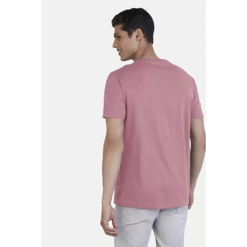 Generic Men's Casual Half sleeve Printed Cotton Crew Neck T-shirt (Pink) - Image 2