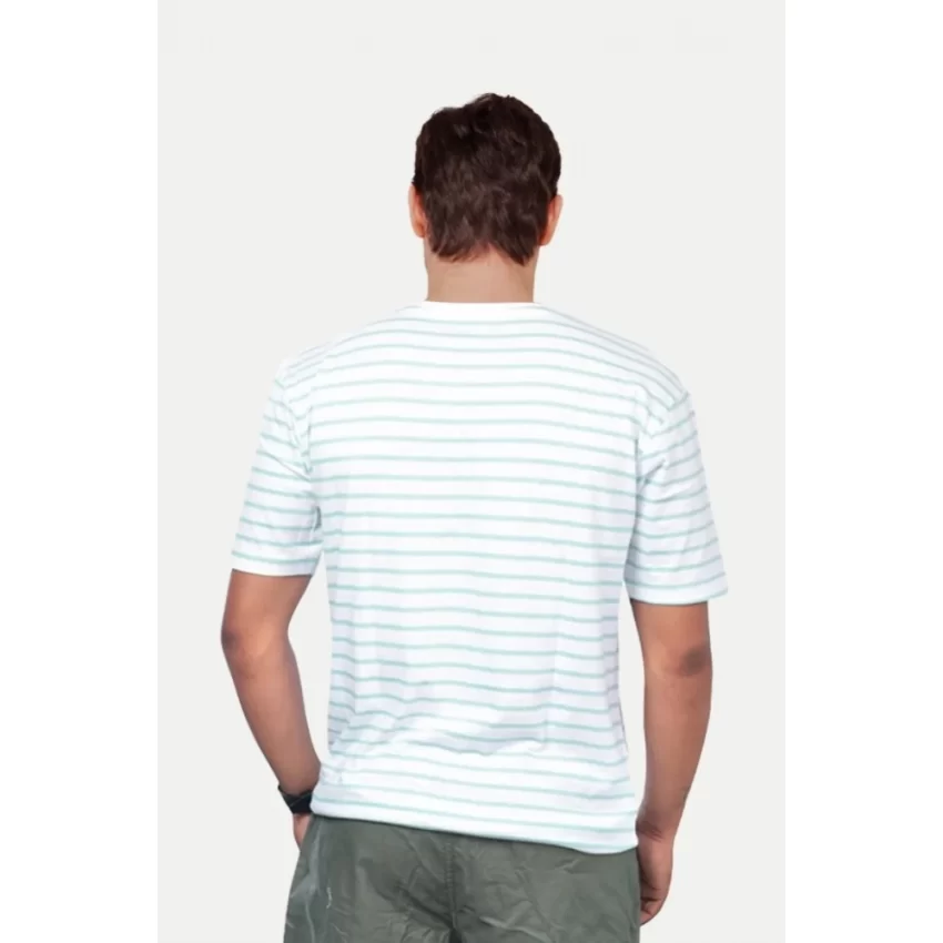 Generic Men's Casual Half sleeve Stripped Cotton Crew Neck T-shirt (Green) - Image 2