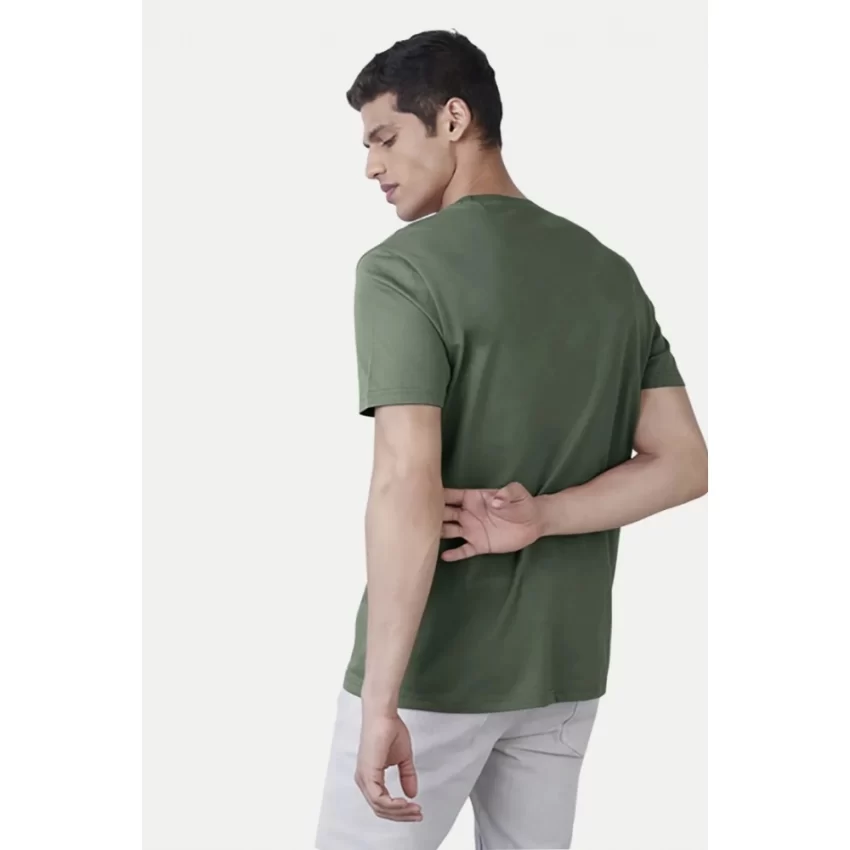 Generic Men's Casual Half sleeve Printed Polyester Crew Neck T-shirt (Green) - Image 2