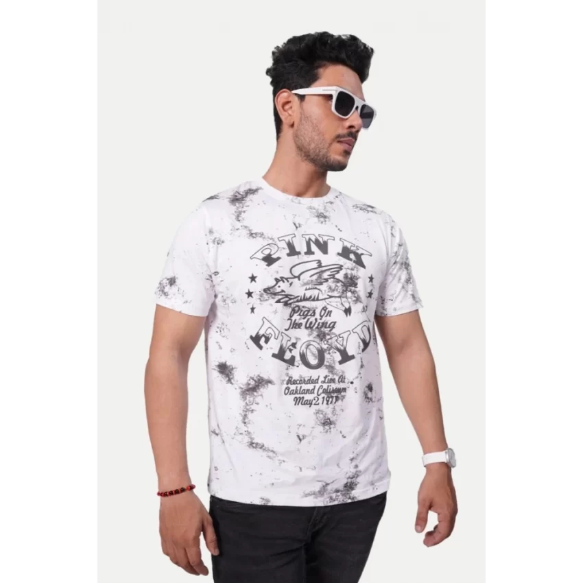 Generic Men's Casual Half sleeve Printed Cotton Crew Neck T-shirt (White) - Image 7