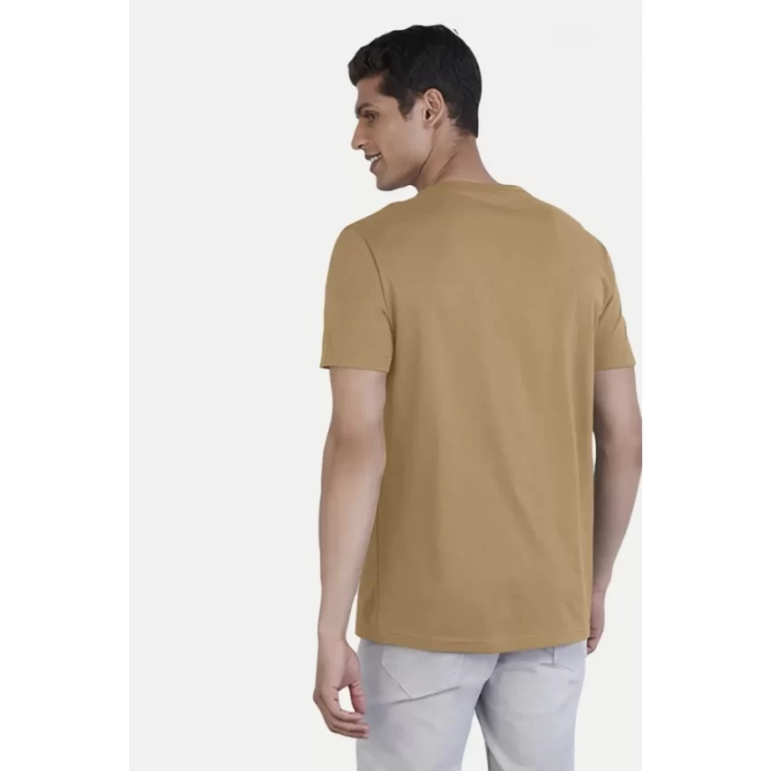Generic Men's Casual Half sleeve Digital Printed Cotton Crew Neck T-shirt (Sand) - Image 2