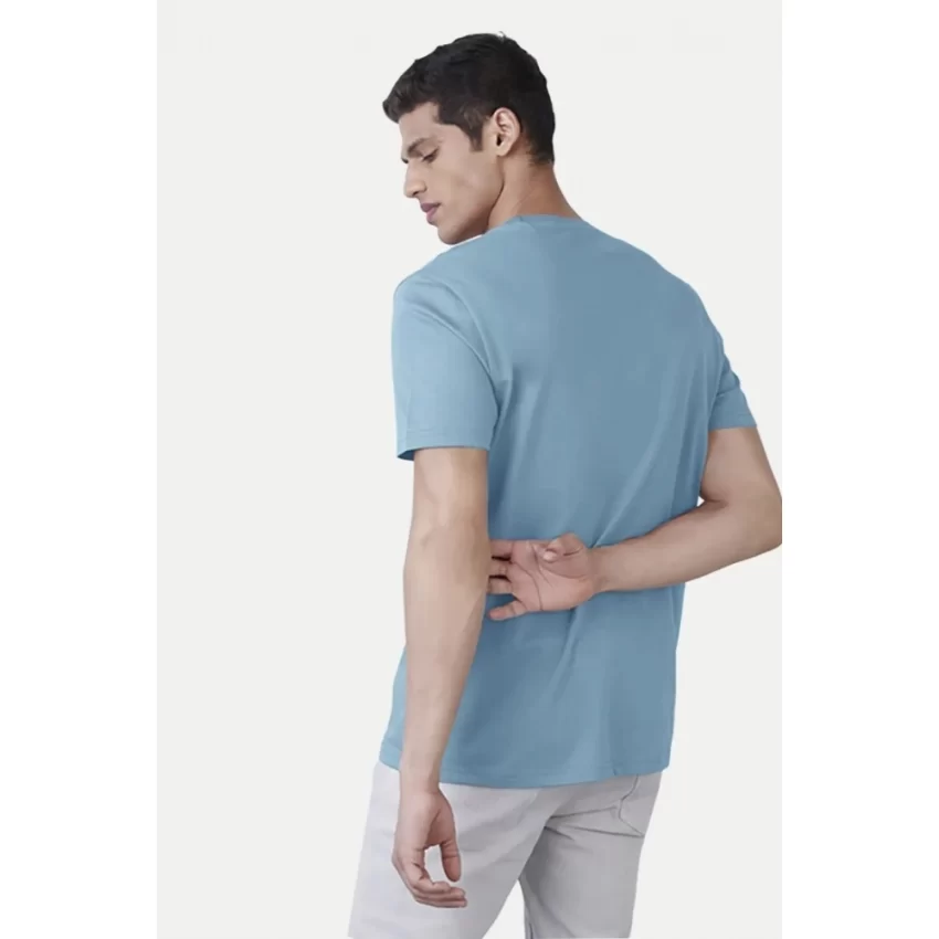 Generic Men's Casual Half sleeve Printed Cotton Round Neck T-shirt (Teal) - Image 2