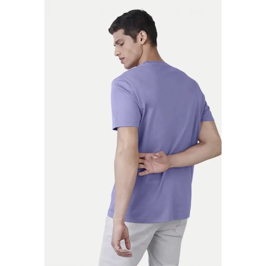 Generic Men's Casual Half sleeve Printed Cotton Crew Neck T-shirt (Purple) - Image 2