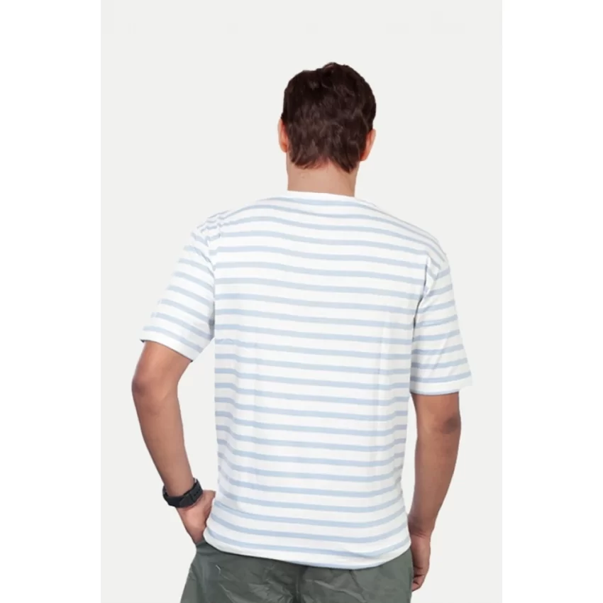 Generic Men's Casual Half sleeve Stripped Cotton Crew Neck T-shirt (White) - Image 2
