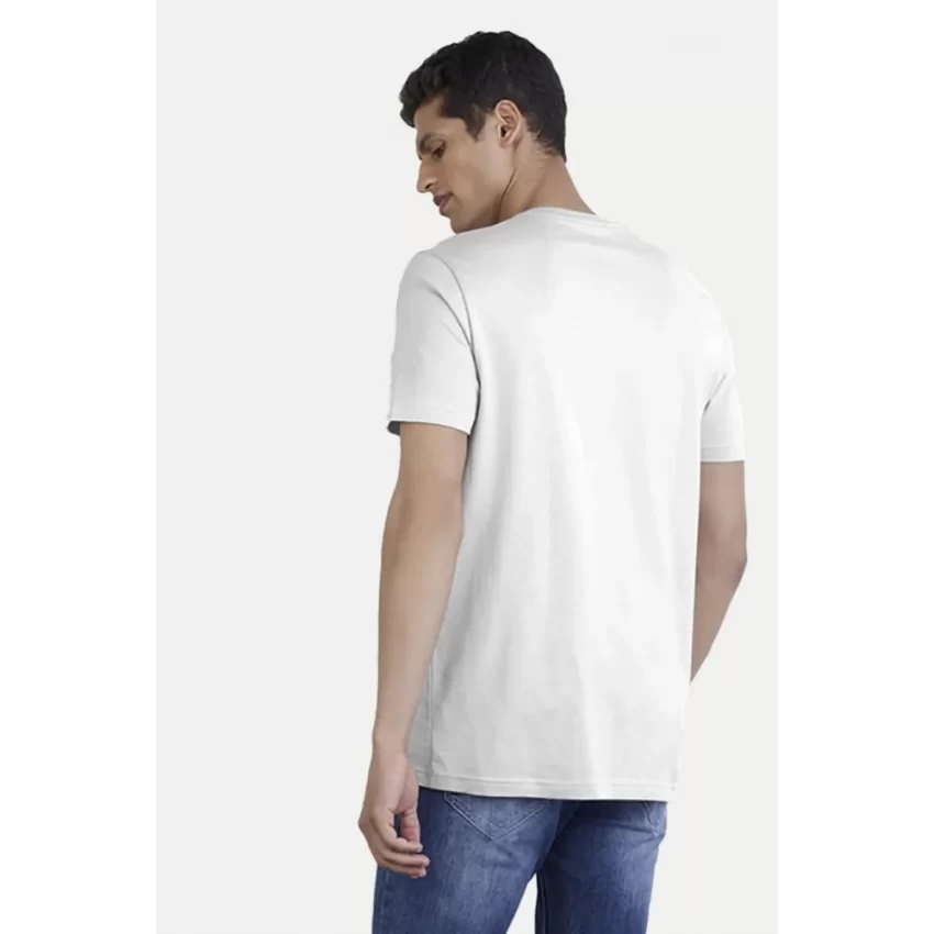 Generic Men's Casual Half sleeve Printed Polyester Crew Neck T-shirt (White) - Image 2