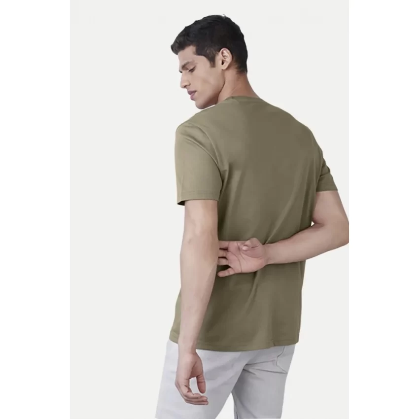Generic Men's Casual Half sleeve Printed Cotton Crew Neck T-shirt (Green) - Image 2