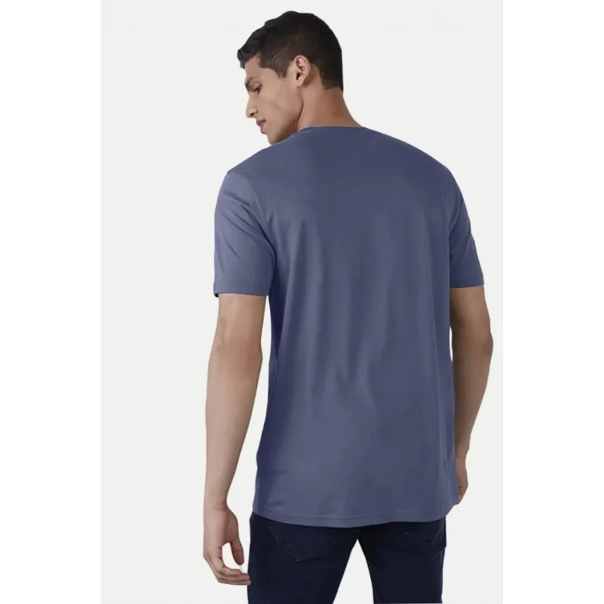 Generic Men's Casual Half sleeve Printed Cotton Crew Neck T-shirt (Blue) - Image 2