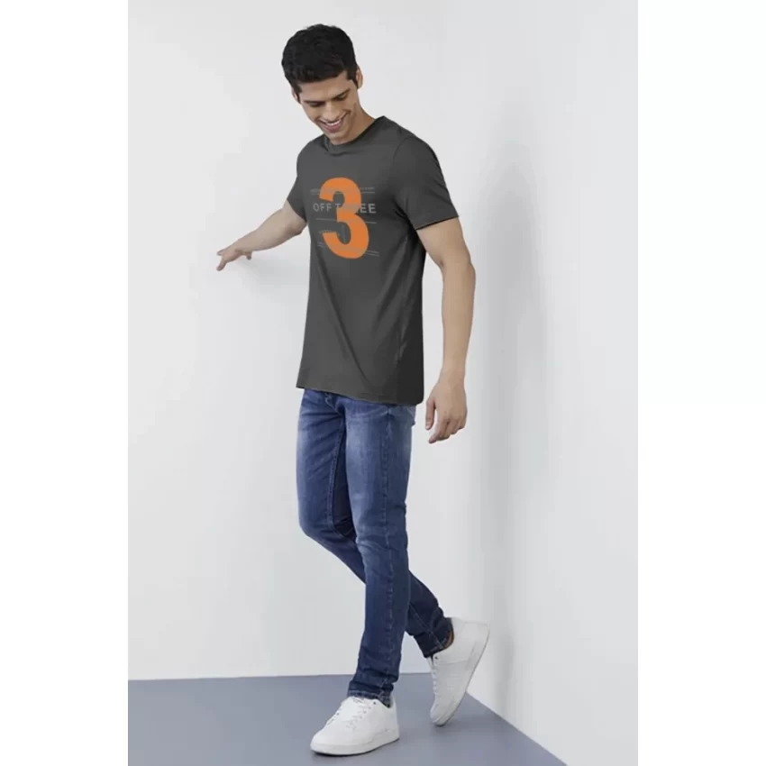 Generic Men's Casual Half sleeve Printed Cotton Crew Neck T-shirt (Black) - Image 3