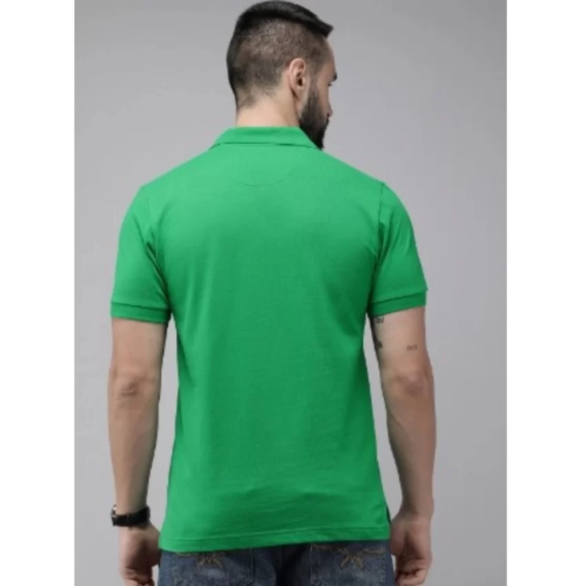 Generic Men's Casual Half sleeve Solid Cotton Polo Neck T-shirt (Green) - Image 3