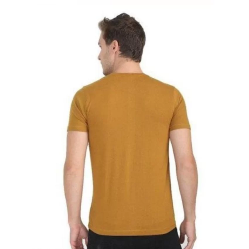 Generic Men's Casual Short Sleeves Cotton Round Neck T-shirt (Mustard) - Image 5